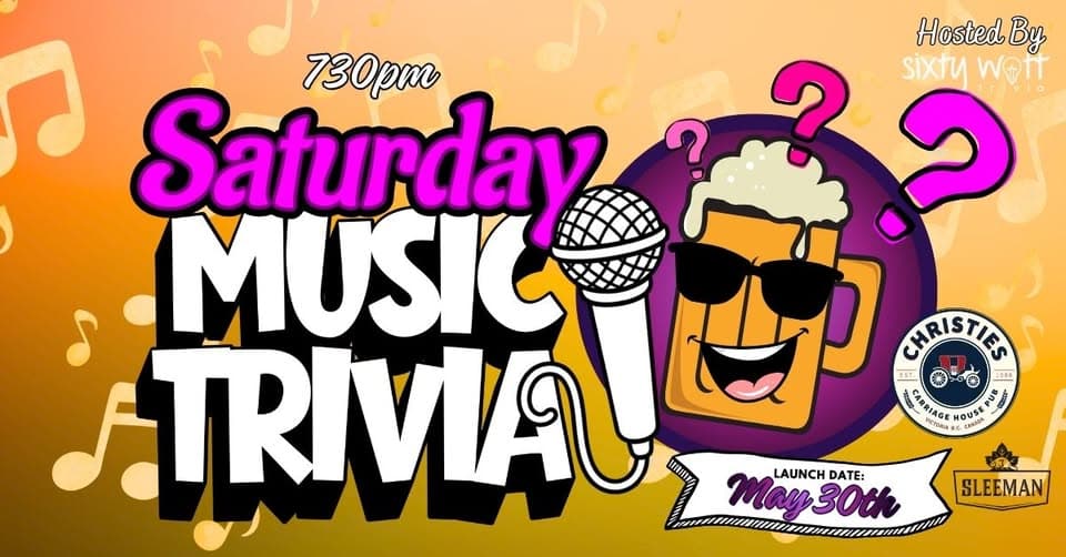 Saturday Music Trivia with Sixty Watt Trivia at Christies Carriage House Pub