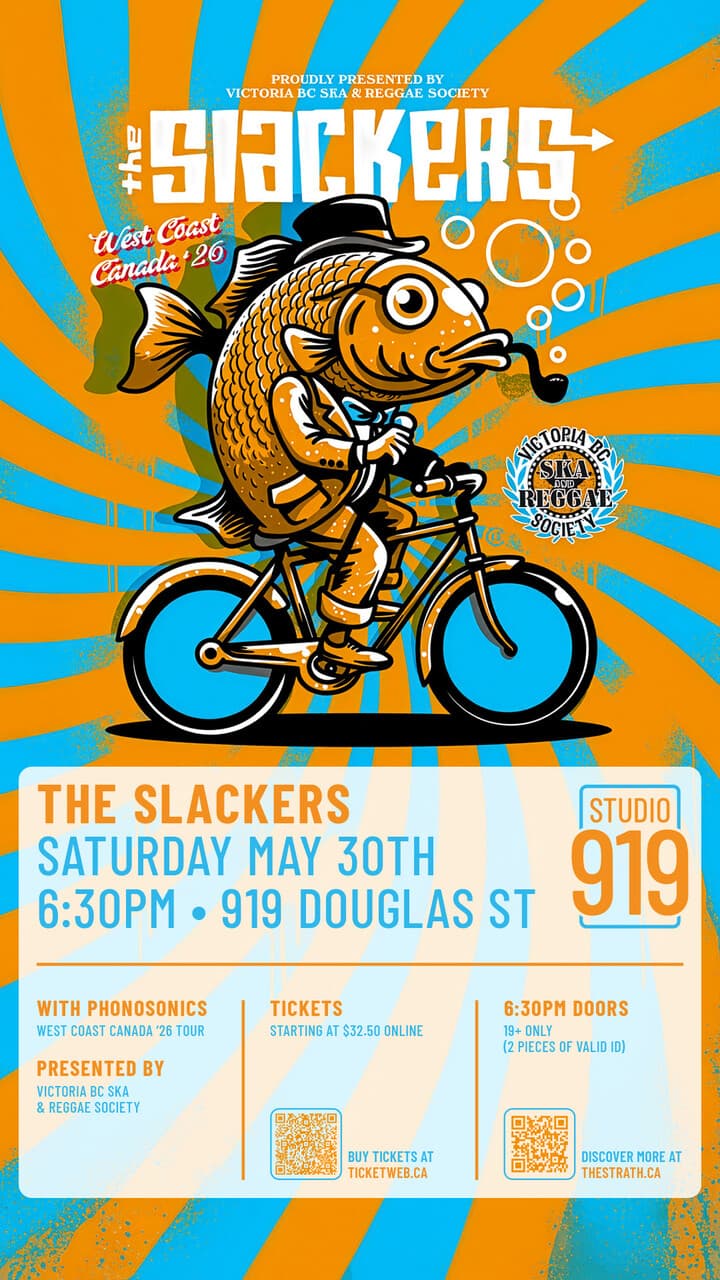 THE SLACKERS VICTORIA SHOW! at Studio 919 (Previously known as Wicket Hall)
919 Douglas Street