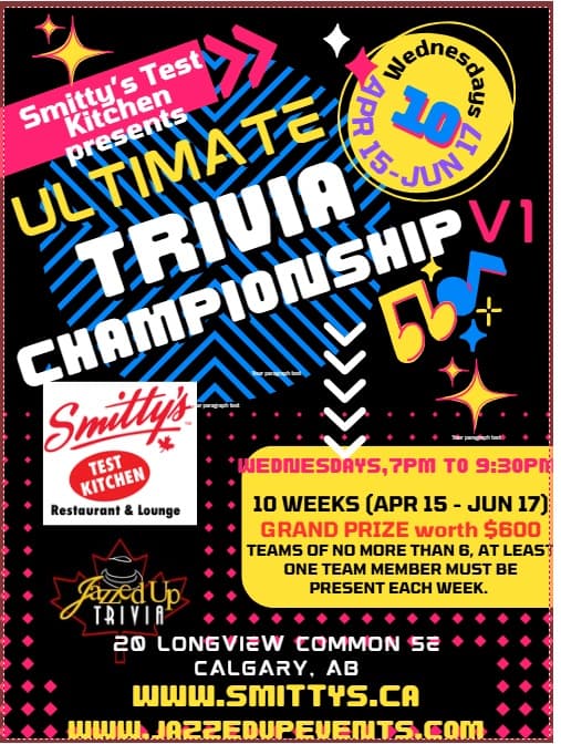 ULTIMATE TRIVIA CHAMPIONSHIP at Smitty's Test Kitchen