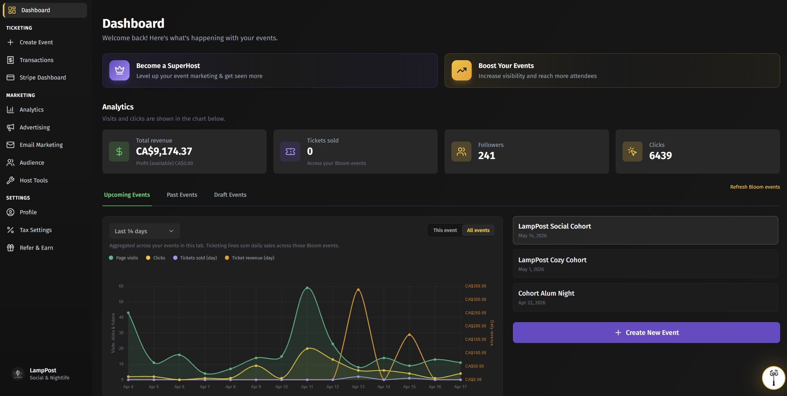 All-In-One Event Management — LampPost product screenshot